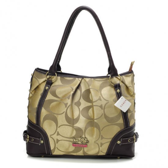 Coach Poppy In Signature Medium Khaki Totes AEJ